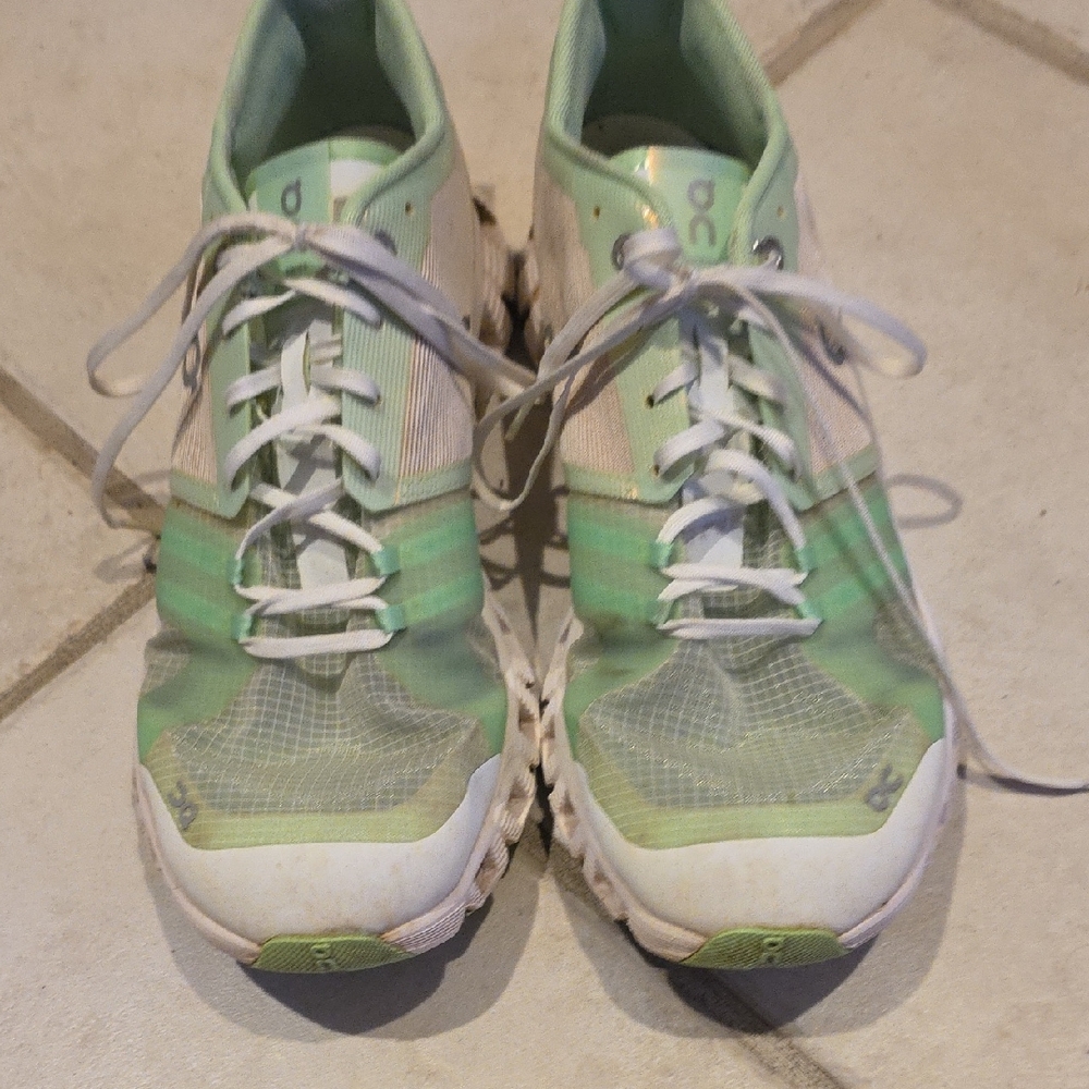 On Running Mint and White Athletic Shoes